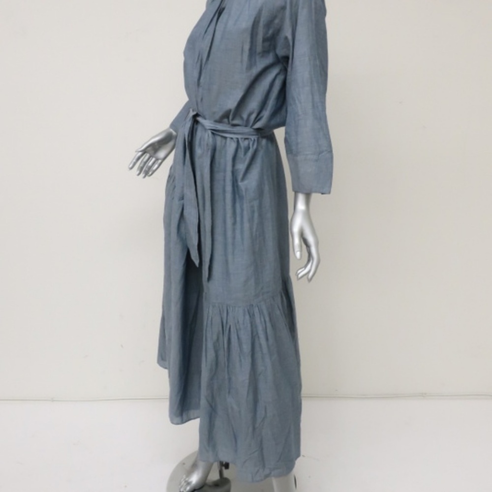 Apiece Apart Dress Stella Shirred Chambray Cotton - Picture 4 of 6